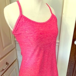 HOT Pink heather tank top with built in bra